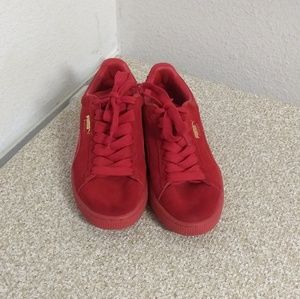 Puma Red Suede Lace Up Shoes